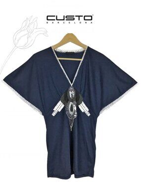 Custo Barcelona Vintage Blue Emblished T Shirt